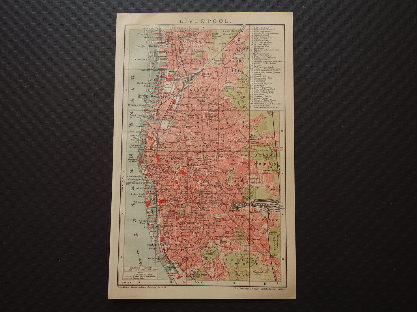 LIVERPOOL antieke plattegrond oude kaart van Liverpool uit 1911 - originele vintage historische kaarten met jaartal