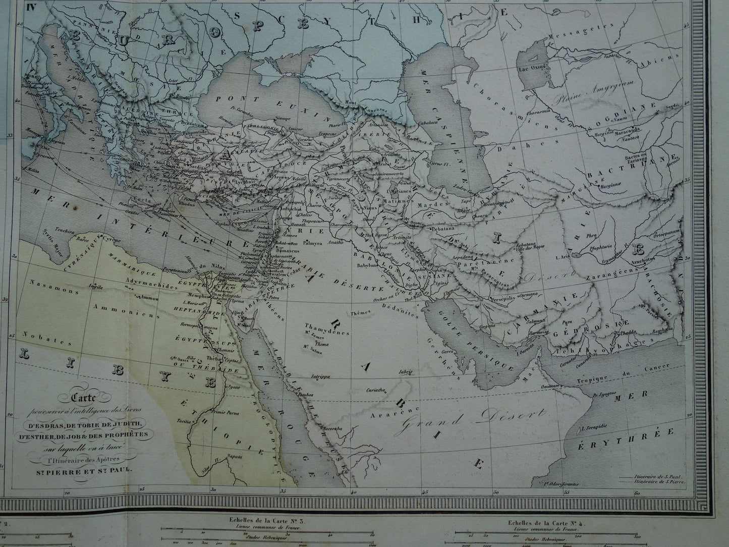 Palestina in de oudheid oude kaart Bijbelse geschiedenis - Franse antieke handgekleurde landkaart