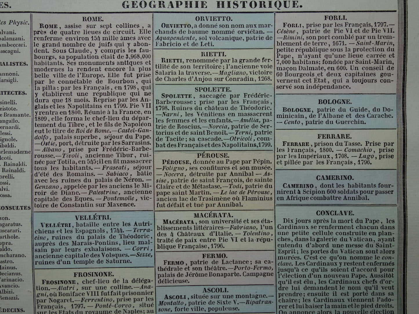 KERKELIJKE STAAT Oude kaart Italië 1837 grote antieke gravure over geschiedenis van Italië Pauselijke Staat met vintage landkaart