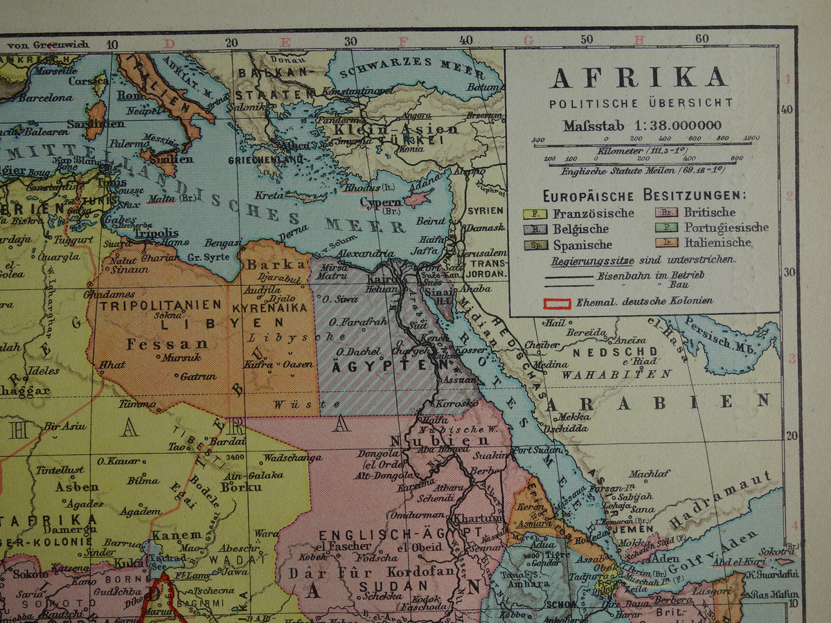 Alte Karte von Afrika aus dem Jahr 1931, originale historische Karte des afrikanischen Kontinents – alte deutsche Karten
