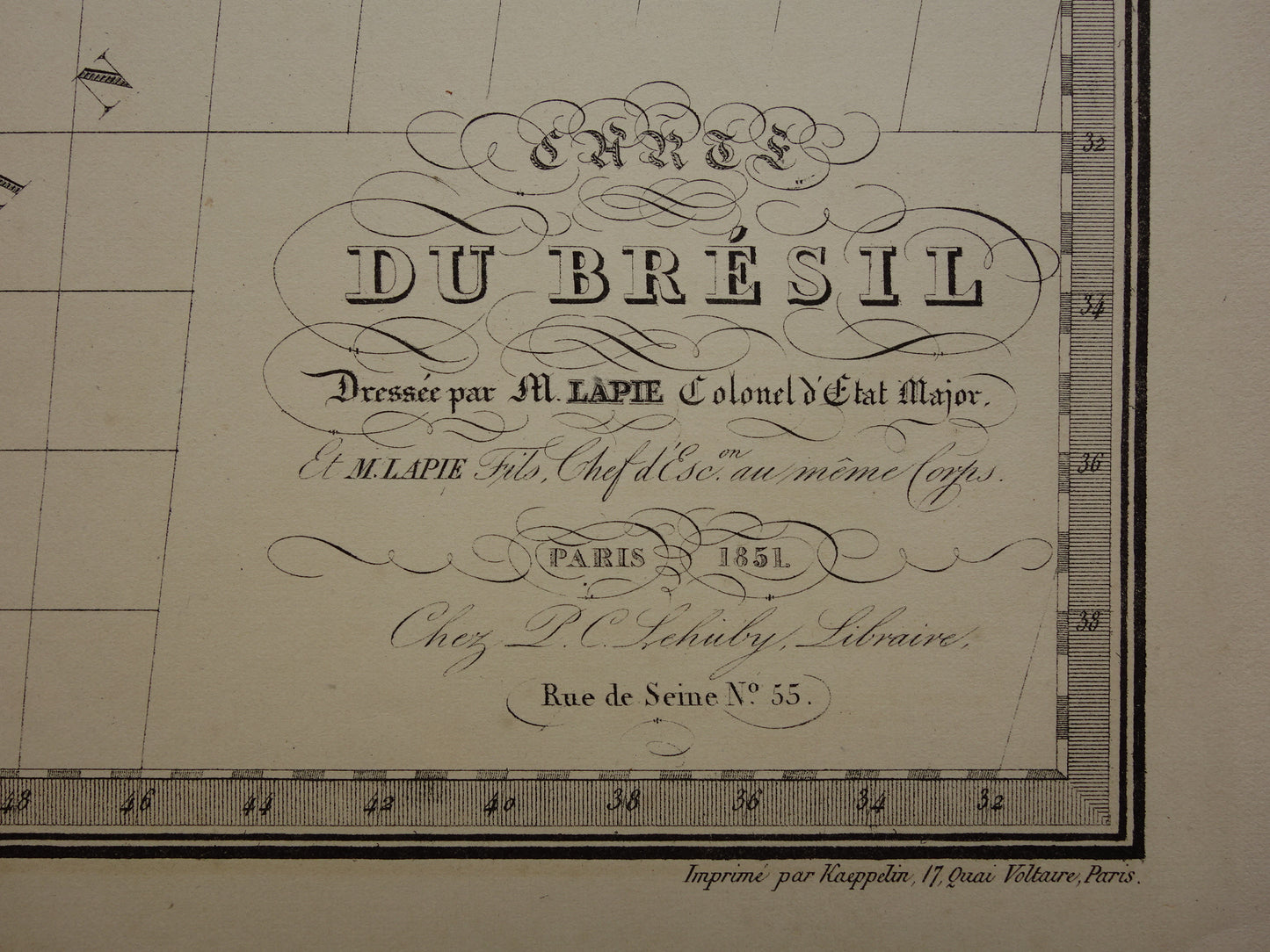 BRAZILIË Grote oude kaart van Brazilië uit 1851 Originele antieke landkaart met jaartal