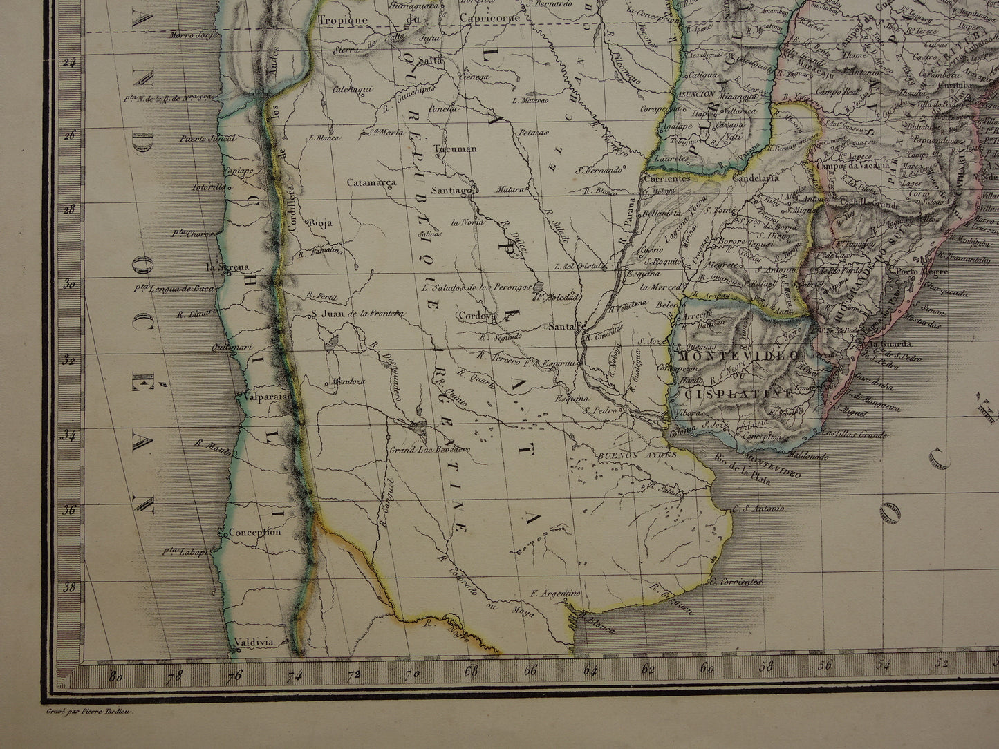 BRAZILIË Grote oude kaart van Brazilië uit 1851 Originele antieke landkaart met jaartal