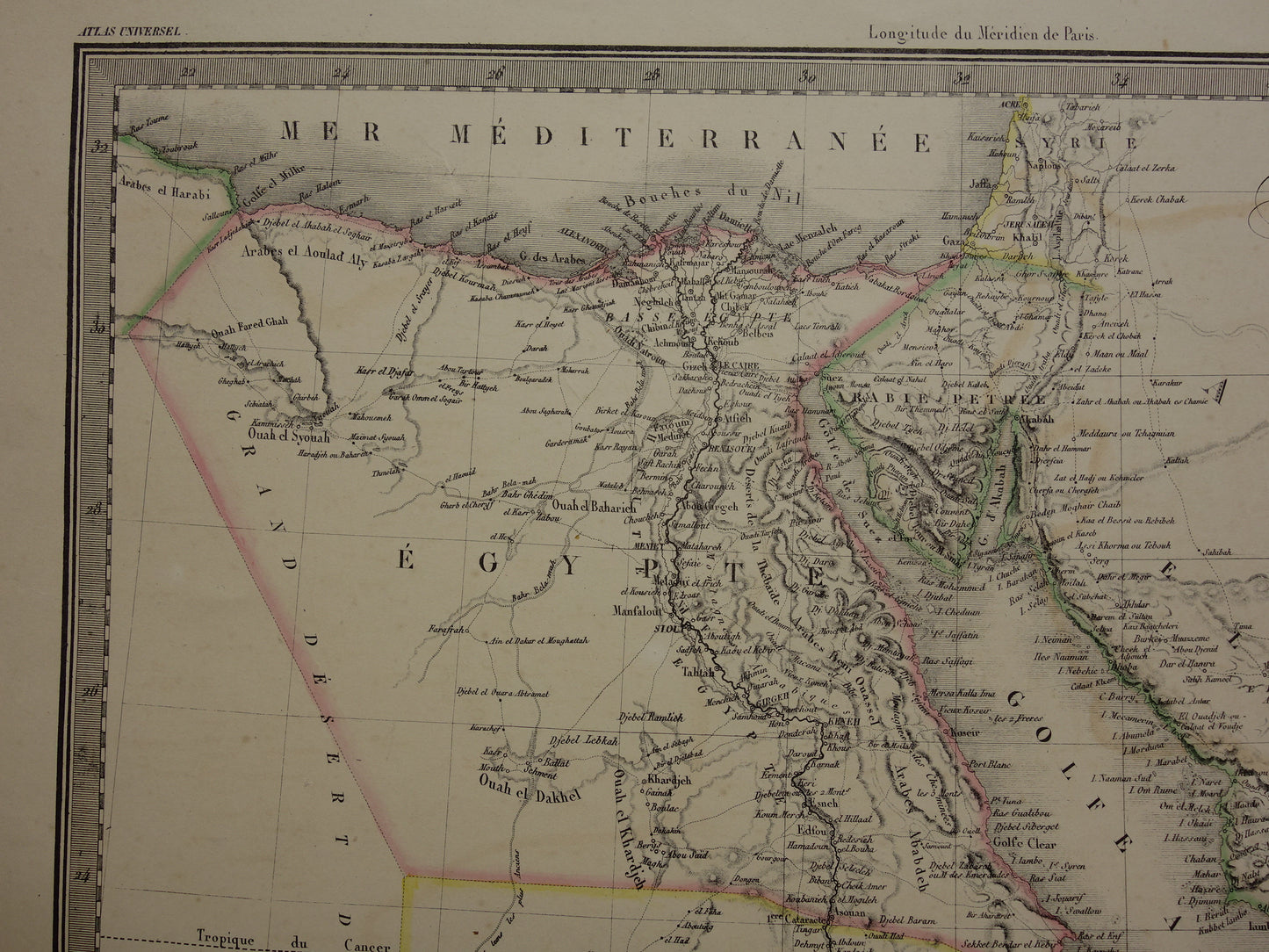 EGYPTE grote oude kaart van Rode Zee regio uit 1851 antieke landkaart Sudan, Djibouti, Ethiopië en Saoedi-Arabië met jaartal vintage landkaarten Afrika