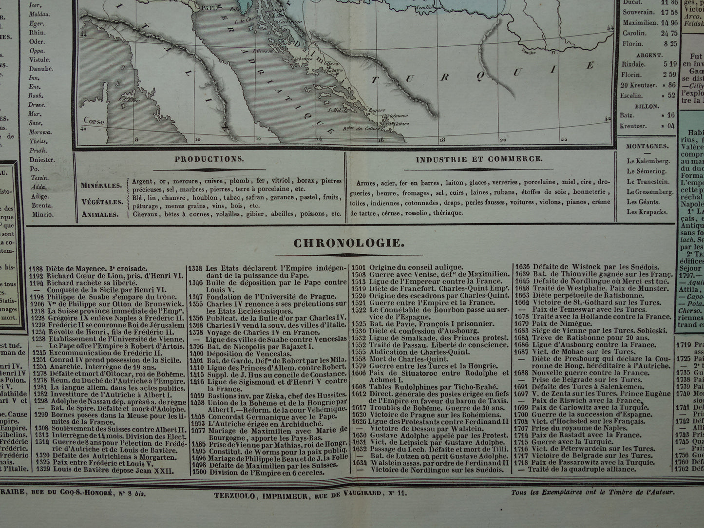 Heilige Roomse Rijk oude kaart Oostenrijk Hongarije 1837 grote antieke gravure over geschiedenis van Duitsland Europa met vintage landkaart