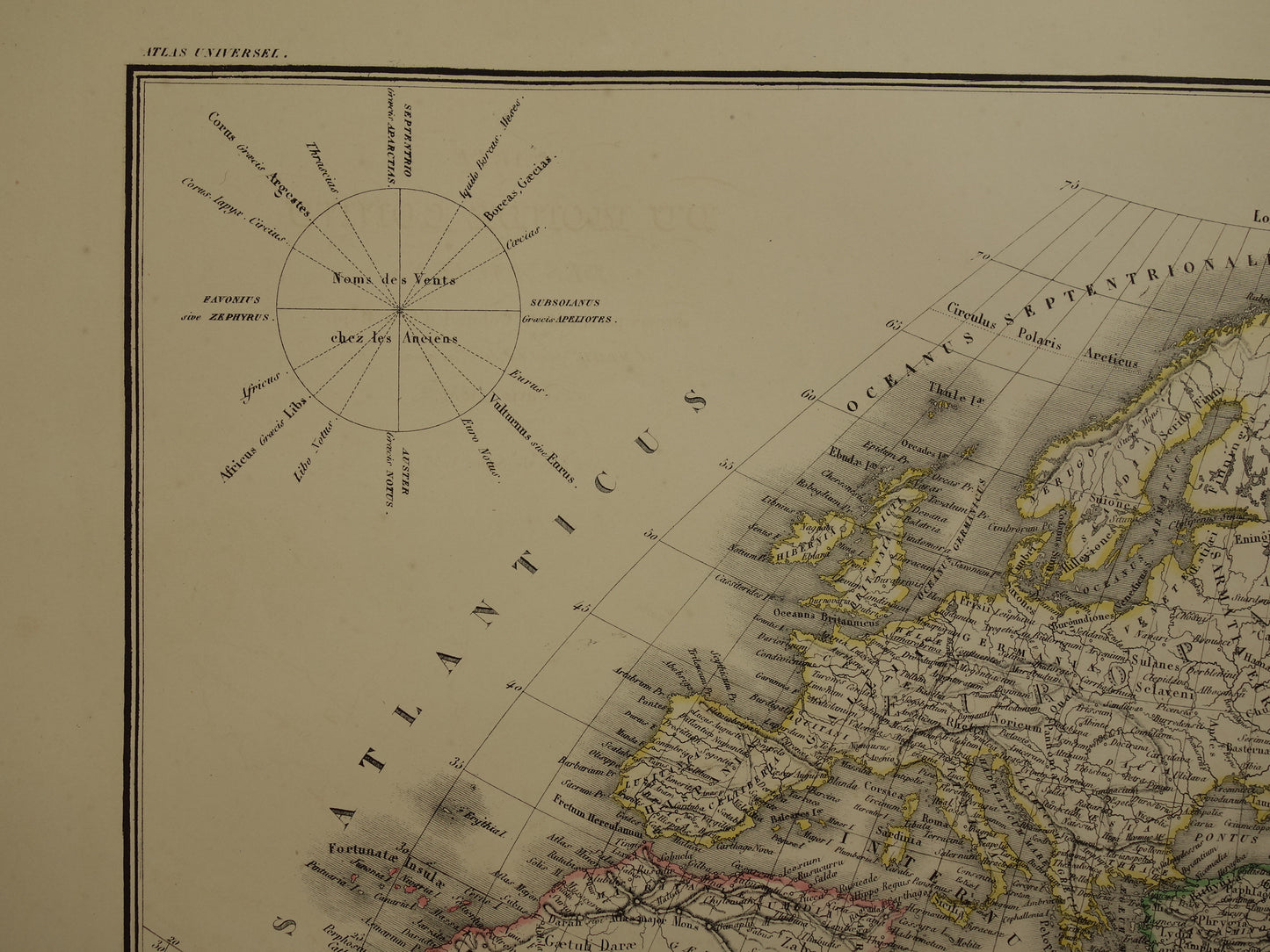 Ptolemaeus oude wereldkaart uit 1851 kaart van de klassieke wereld originele antieke handgekleurde landkaart met jaartal geschiedeniskaart