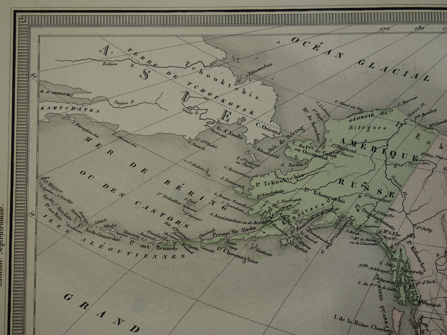 NOORD-AMERIKA Grote oude kaart continent VS Canada Mexico antieke kaart uit 1858 Vintage Franse landkaart