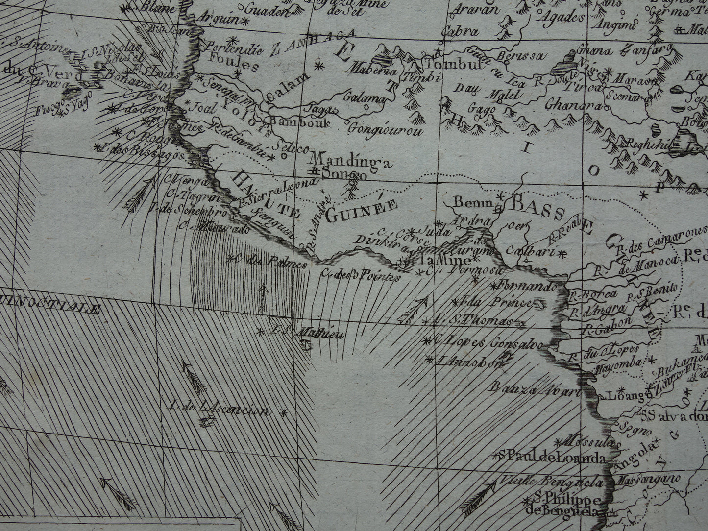 1780 Oude kaart van Afrika Originele Antieke landkaart - Raynal Bonne Afrique