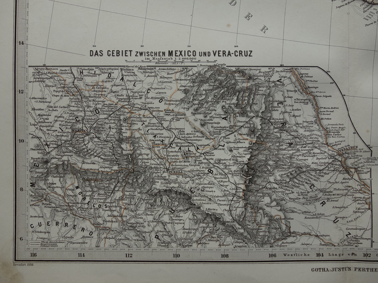 MEXICO oude handgekleurde landkaart van Mexico uit 1886 originele antieke kaart met jaartal