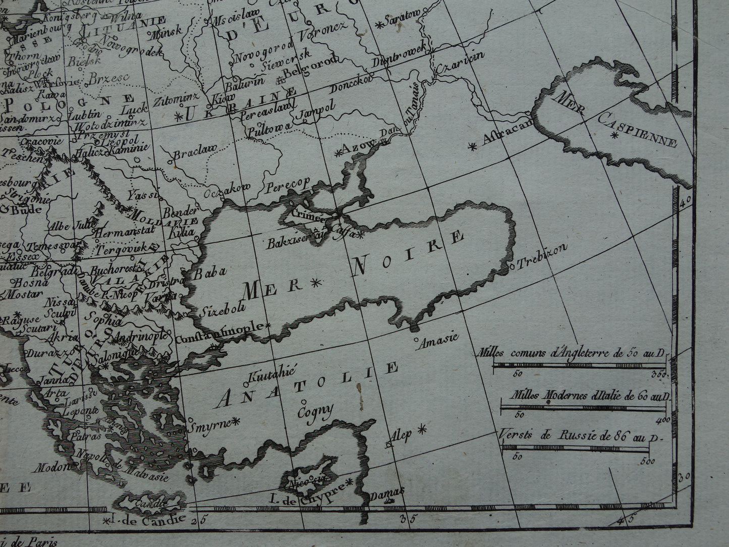 1780 Oude kaart van Europa Originele Antieke landkaart - Raynal Bonne Europe
