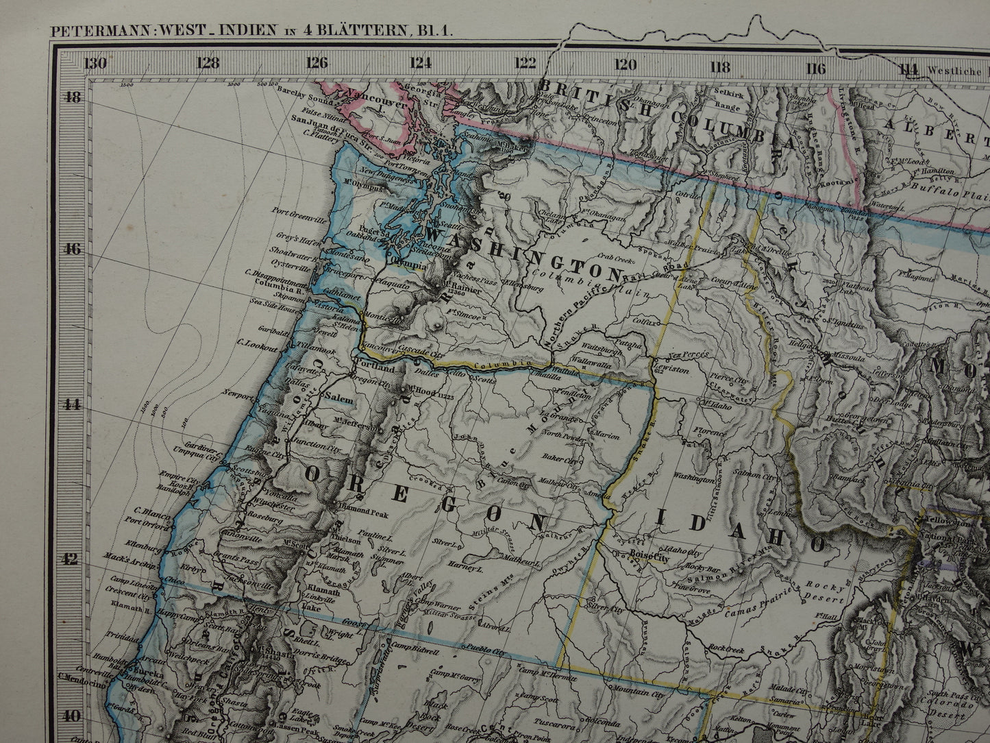 Verenigde Staten oude kaart uit 1886 originele antieke poster print van Amerikaanse westkust gedetailleerde vintage kaarten San Francisco Los Angeles Californië