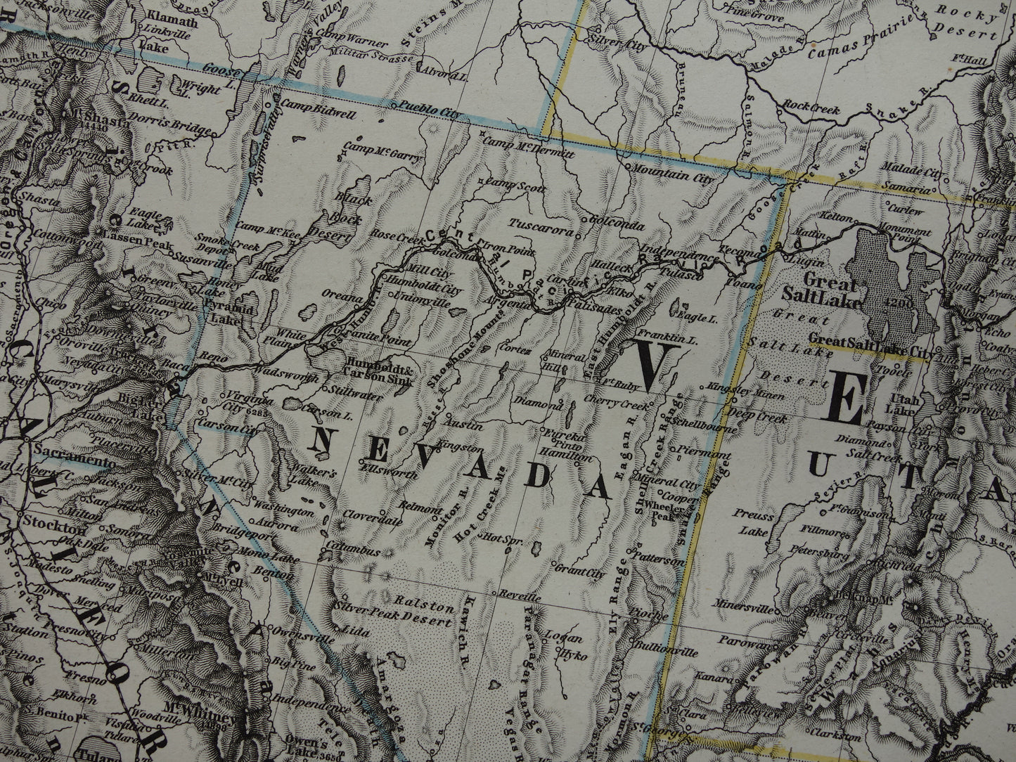 Verenigde Staten oude kaart uit 1886 originele antieke poster print van Amerikaanse westkust gedetailleerde vintage kaarten San Francisco Los Angeles Californië