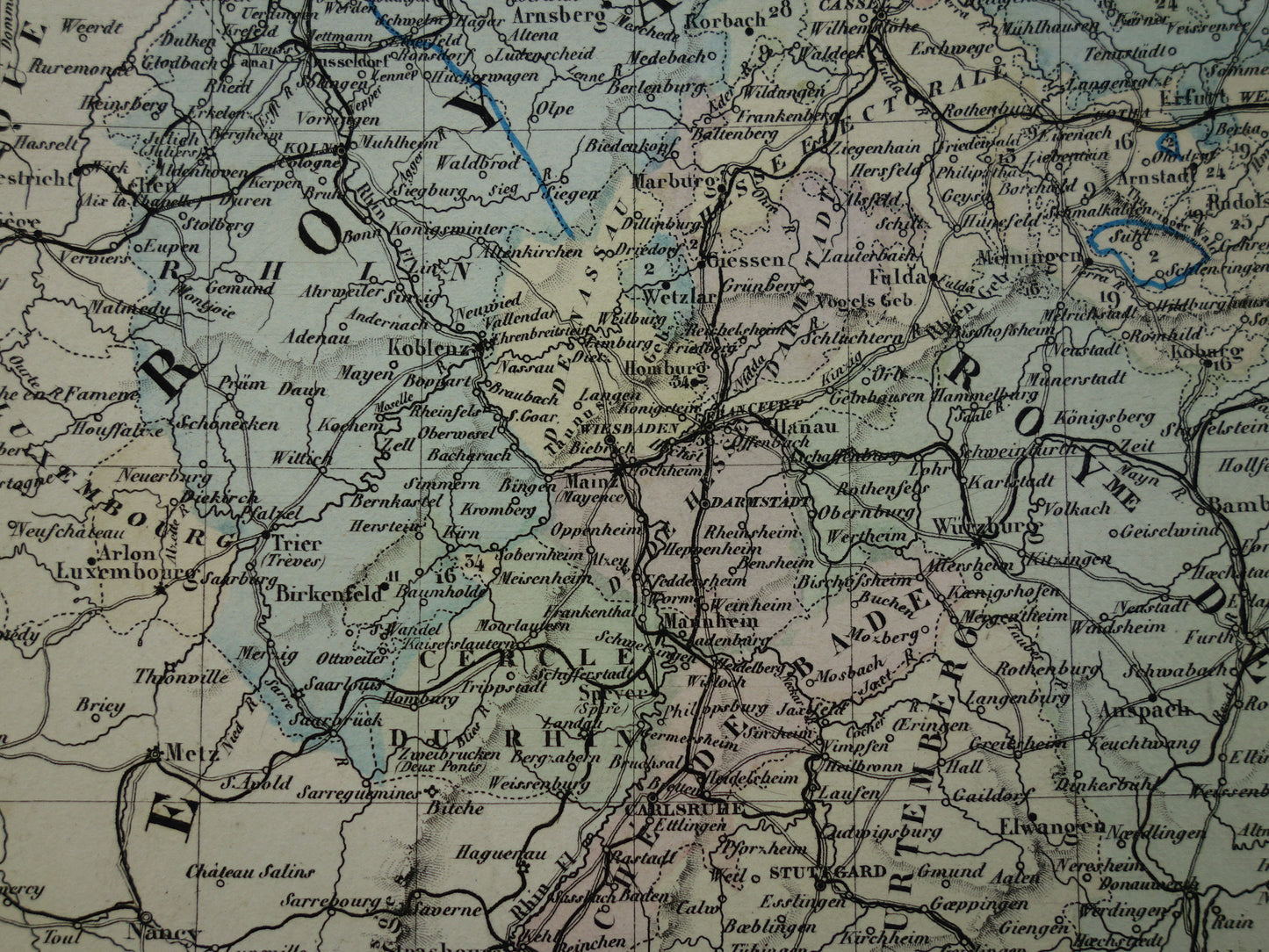 DUITSLAND Grote antieke landkaart van het Duitse Rijk Pruissen 1858 originele oude kaart Centraal Europa met Oostenrijk-Hongarije te koop