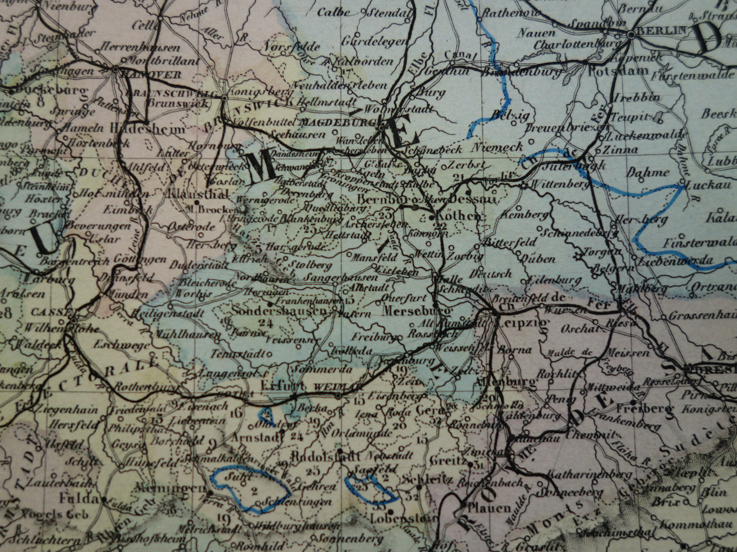 DUITSLAND Grote antieke landkaart van het Duitse Rijk Pruissen 1858 originele oude kaart Centraal Europa met Oostenrijk-Hongarije te koop