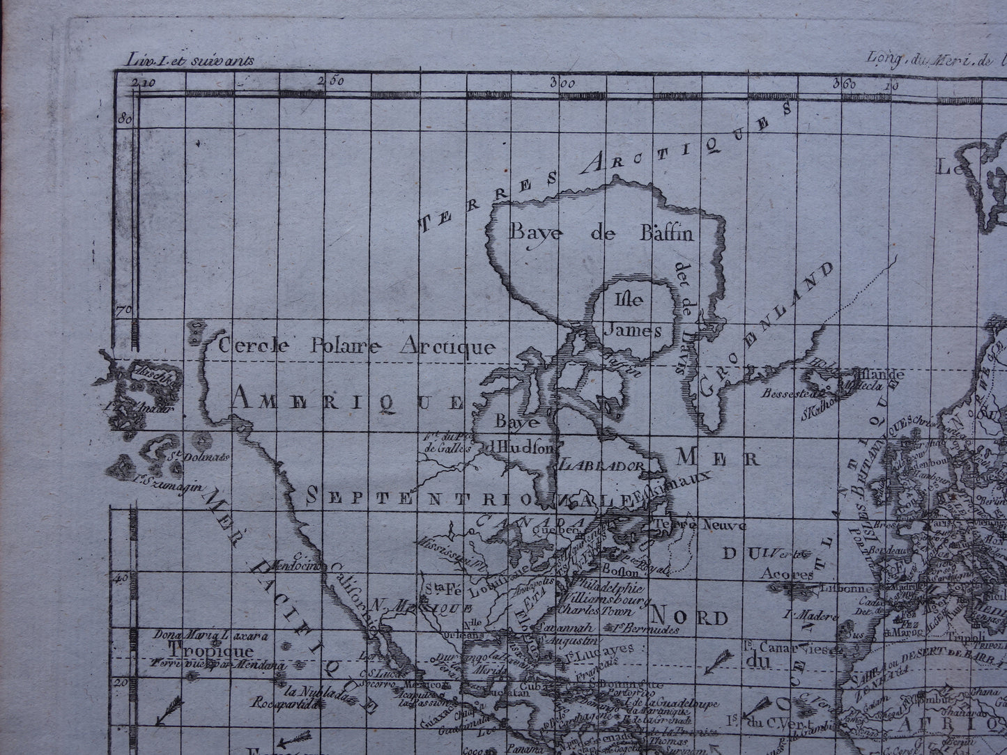 1780 Oude Wereldkaart Originele antieke kaart van de wereld van Raynal Bonne