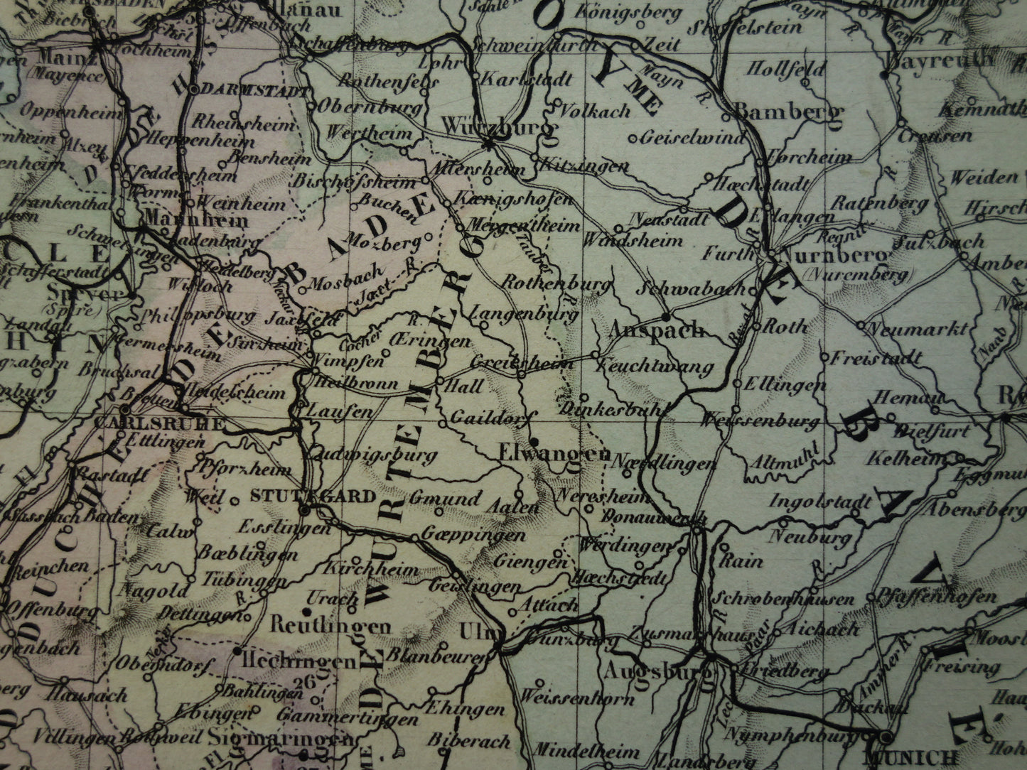DUITSLAND Grote antieke landkaart van het Duitse Rijk Pruissen 1858 originele oude kaart Centraal Europa met Oostenrijk-Hongarije te koop