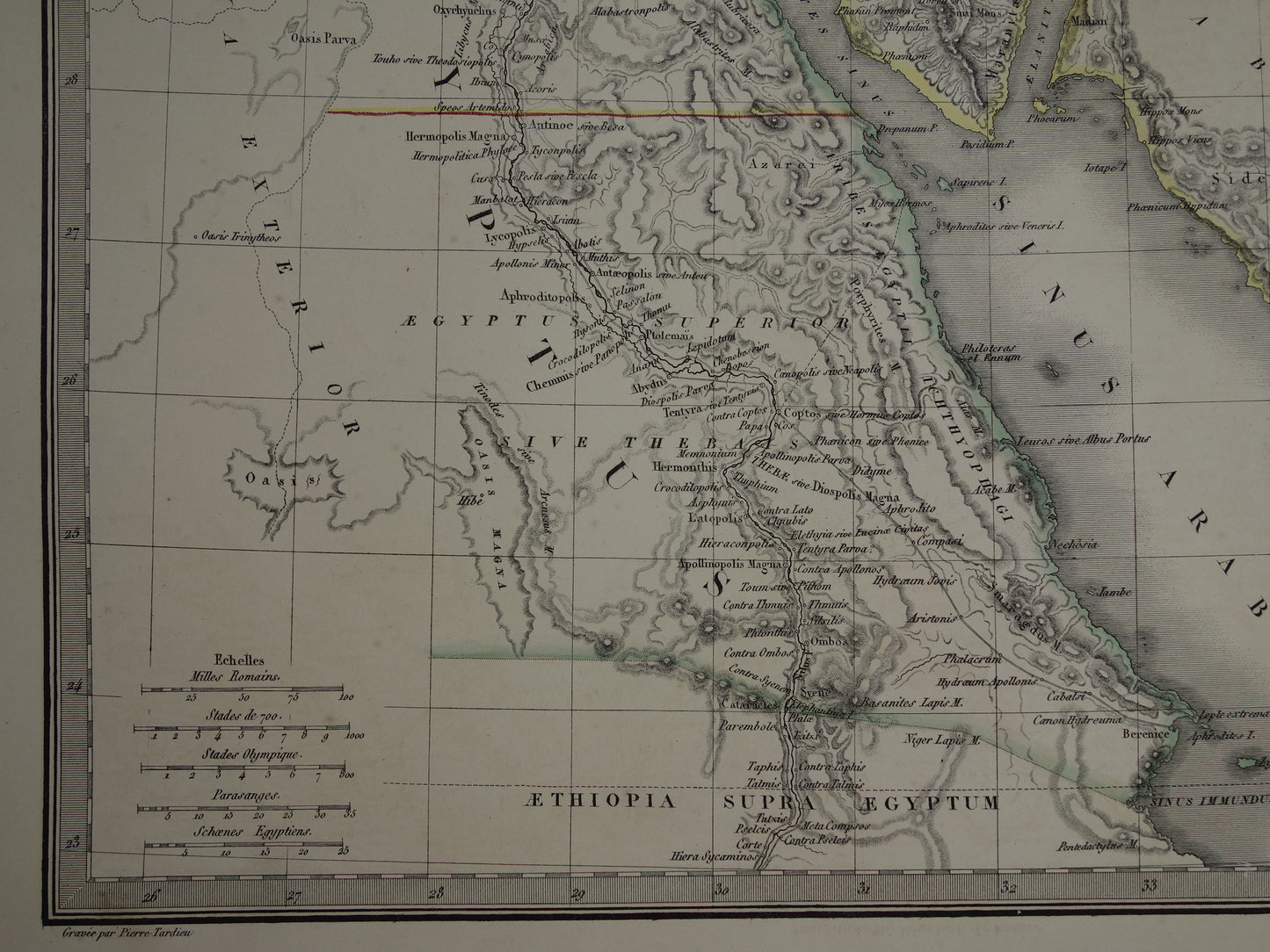 Historische kaart van Syrië Palestina Egypte in de klassieke oudheid uit 1851 originele antieke Franse handgekleurde landkaart midden-oosten