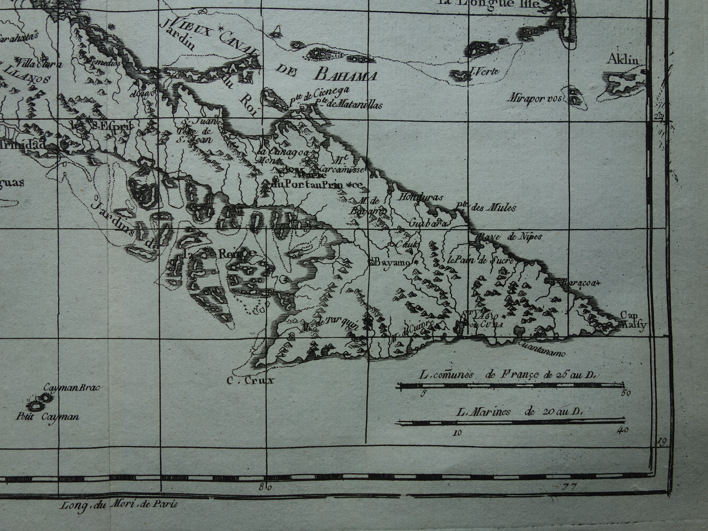 CUBA Oude landkaart van Cuba Originele vintage Franse Bonne kaart