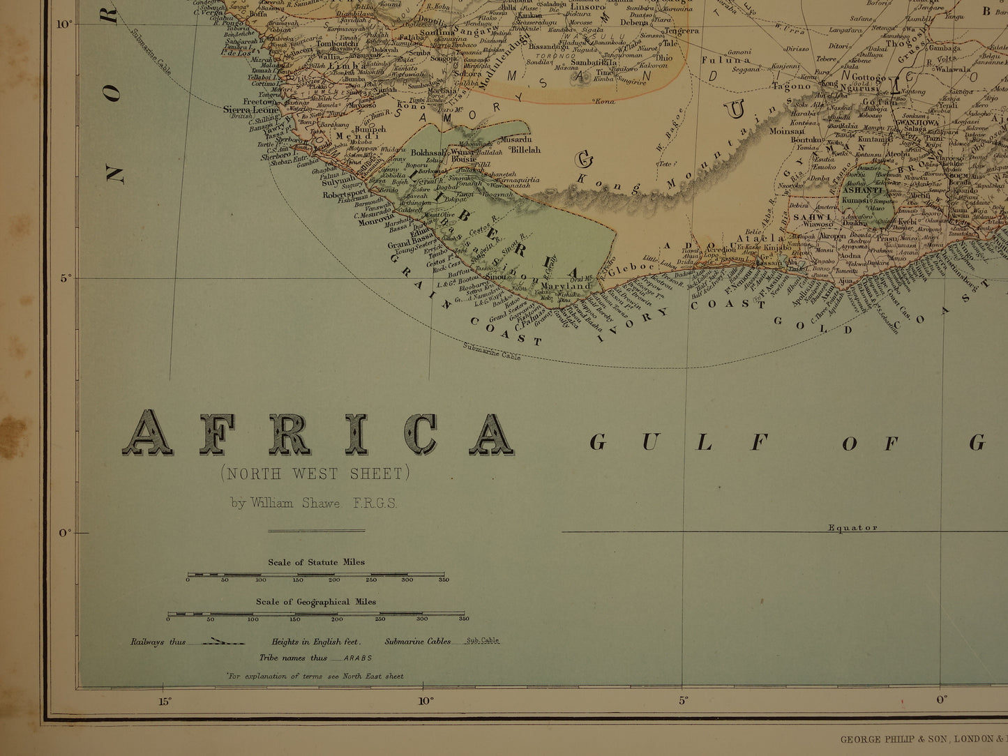 AFRIKA antieke kaart van Noord-Westen van Afrika 130+ jaar oude landkaart van Sahara Marokko Algerije Nigeria Grote originele vintage kaarten