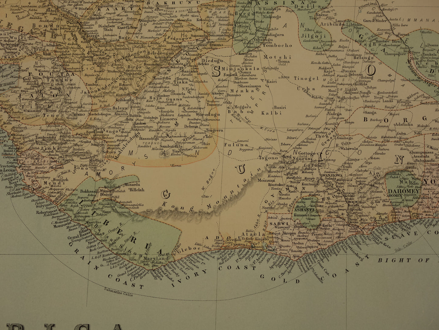 AFRIKA antieke kaart van Noord-Westen van Afrika 130+ jaar oude landkaart van Sahara Marokko Algerije Nigeria Grote originele vintage kaarten