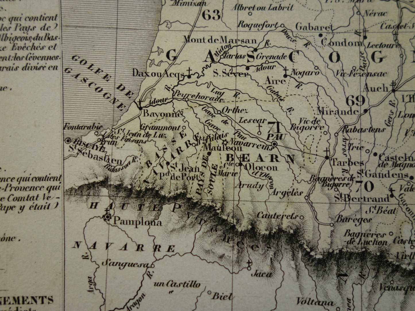 FRANKRIJK Antieke kaart van provincies in Frankrijk uit 1858 originele grote oude handgekleurde Franse landkaart