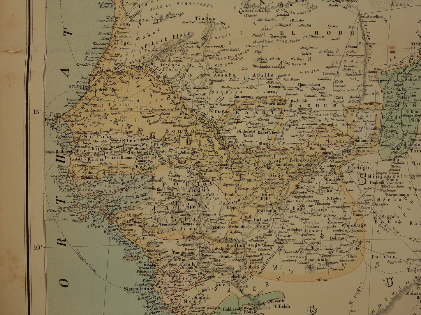 AFRIKA antieke kaart van Noord-Westen van Afrika 130+ jaar oude landkaart van Sahara Marokko Algerije Nigeria Grote originele vintage kaarten