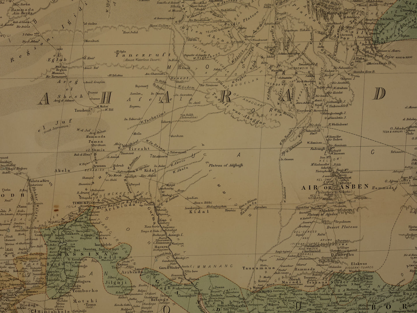AFRIKA antieke kaart van Noord-Westen van Afrika 130+ jaar oude landkaart van Sahara Marokko Algerije Nigeria Grote originele vintage kaarten