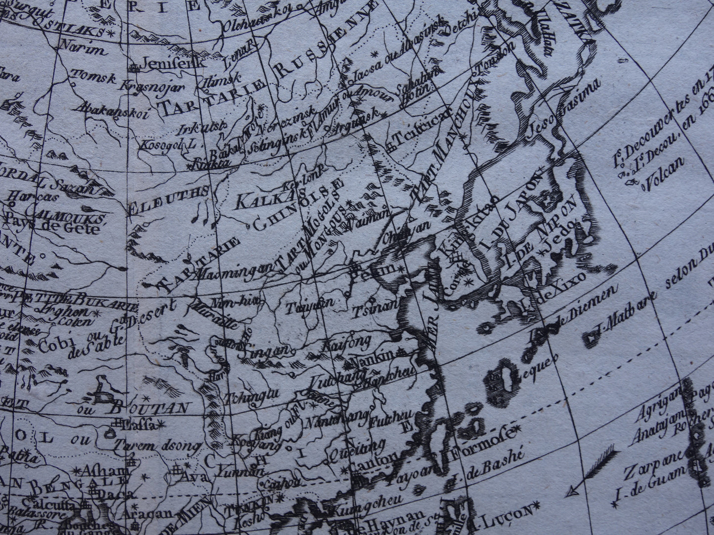 1780 Oude kaart van Azië Originele Antieke landkaart - Raynal Bonne L'Asie