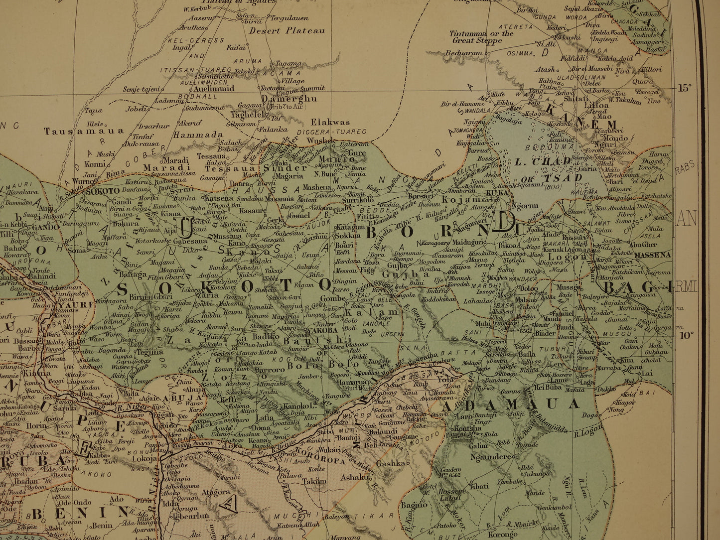 AFRIKA antieke kaart van Noord-Westen van Afrika 130+ jaar oude landkaart van Sahara Marokko Algerije Nigeria Grote originele vintage kaarten