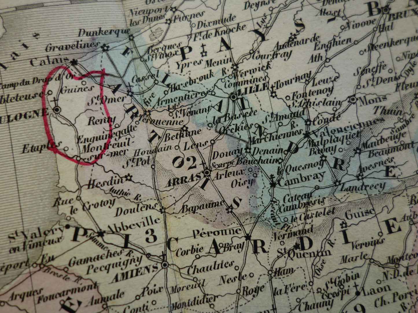 FRANKRIJK Antieke kaart van provincies in Frankrijk uit 1858 originele grote oude handgekleurde Franse landkaart
