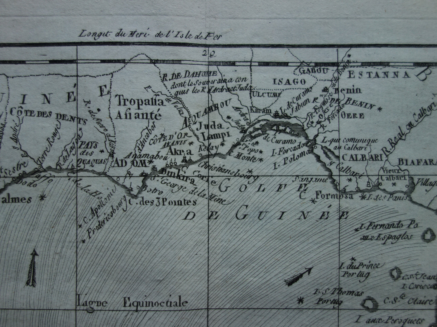 1780 Oude kaart van West-Afrika Originele Antieke landkaart Golf van Guinea Gabon Kameroen - Raynal Bonne