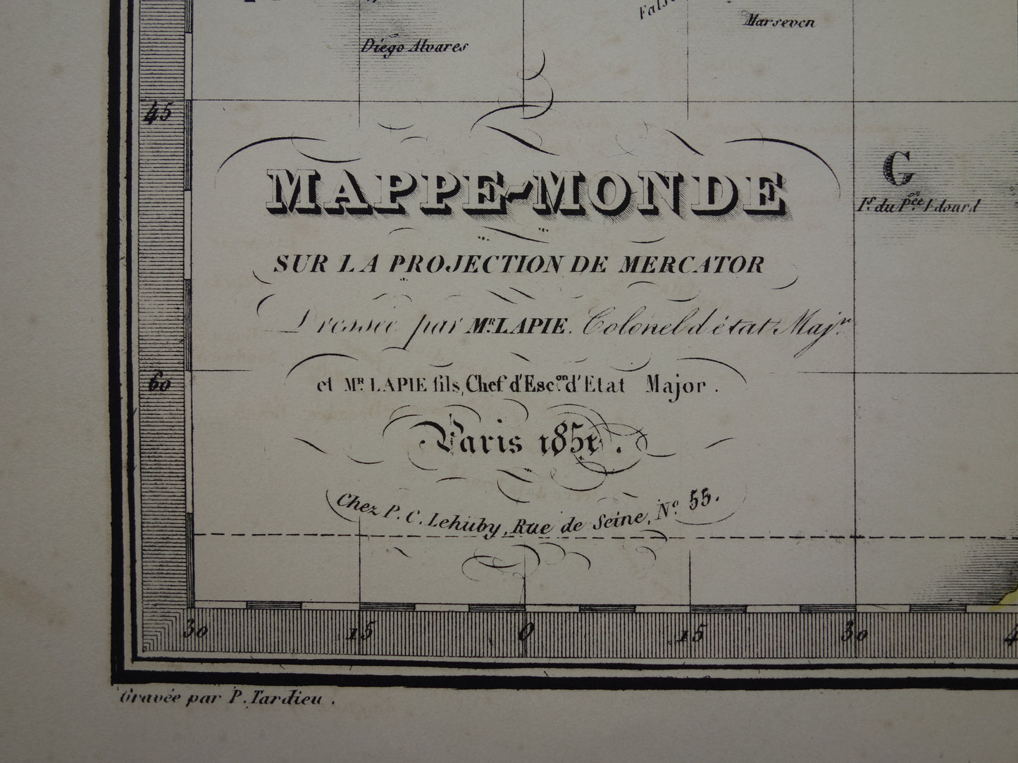 Grote oude Wereldkaart 1851 originele antieke landkaart van de wereld - historische kaarten met jaartal