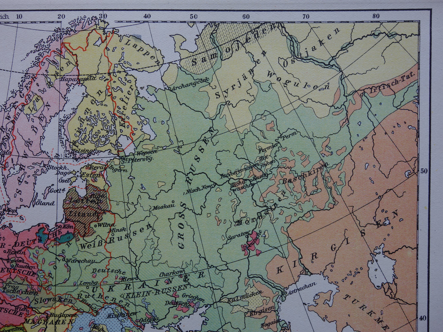 Oude kaart van Europa - kleine etnologische en linguïstische landkaart Europa- vintage kaarten