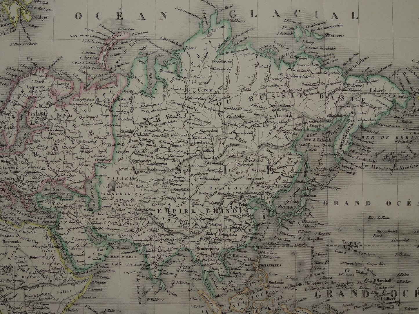 Grote oude Wereldkaart 1851 originele antieke landkaart van de wereld - historische kaarten met jaartal