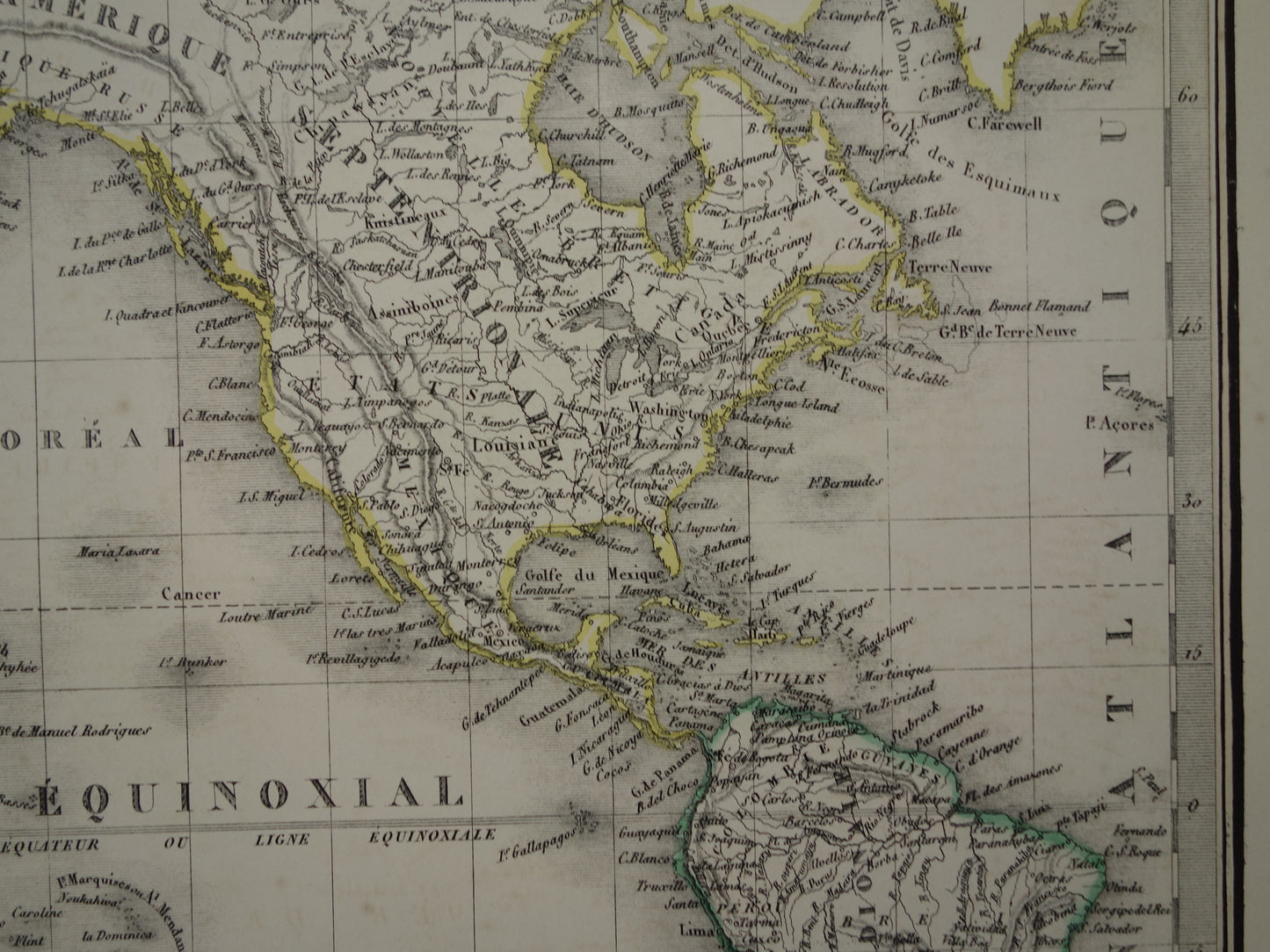 Grote oude Wereldkaart 1851 originele antieke landkaart van de wereld - historische kaarten met jaartal
