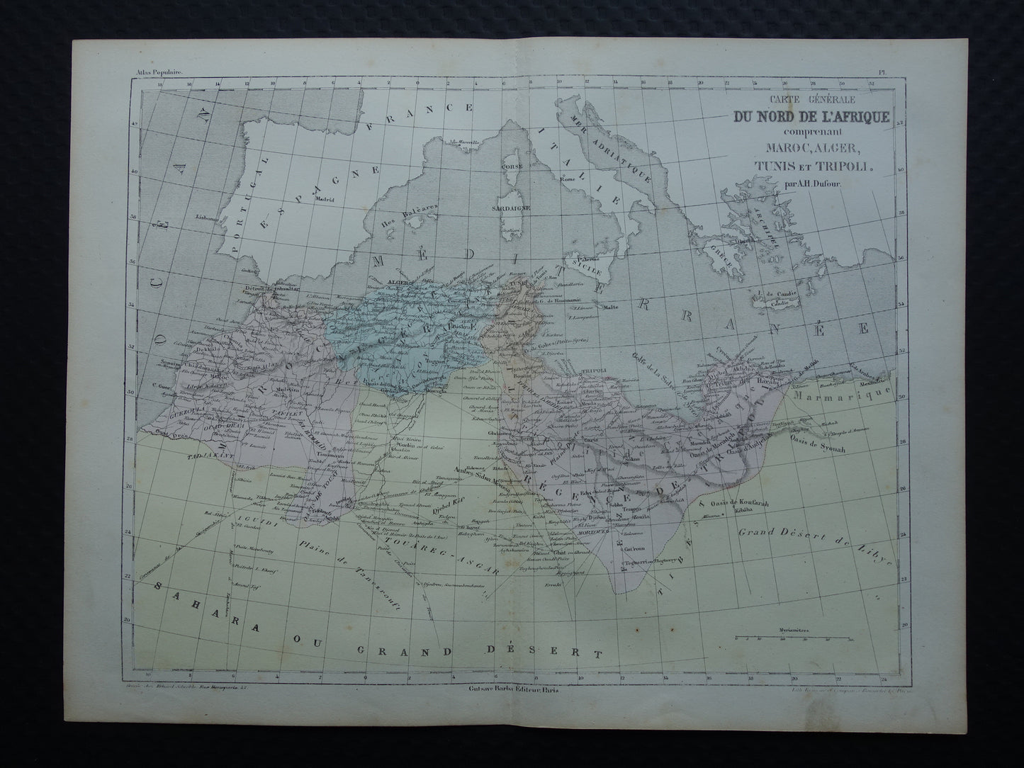 Carte generale Du Nord de l'Afrique comprenant Maroc Alger Tunis et Tripoli par A.H. Dufour