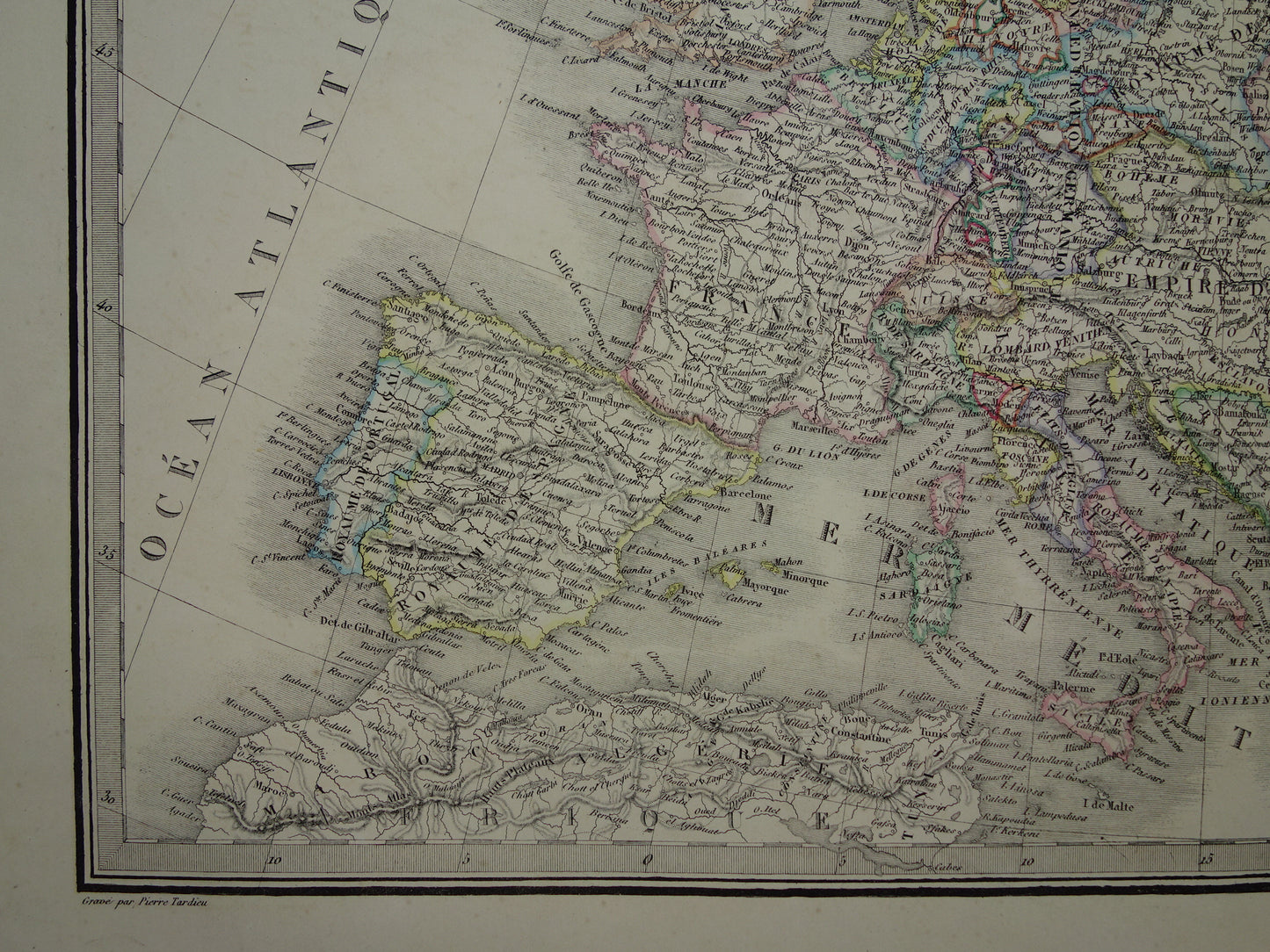 Oude Landkaart van Europa in 1851 Grote antieke kaart Europa originele vintage poster met jaartal