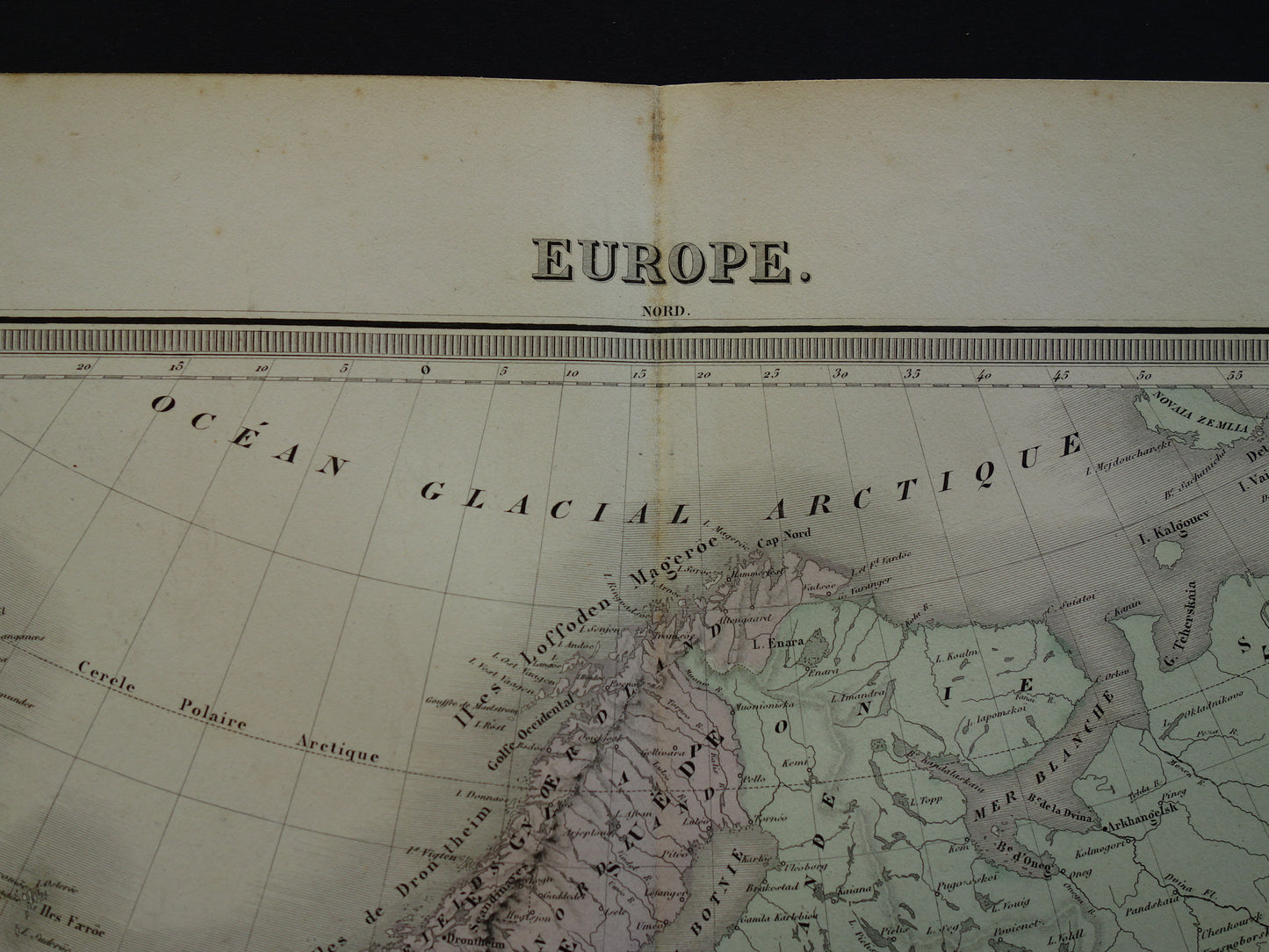 EUROPA Grote oude kaart continent Europa antieke kaart uit 1858 Vintage Franse landkaart