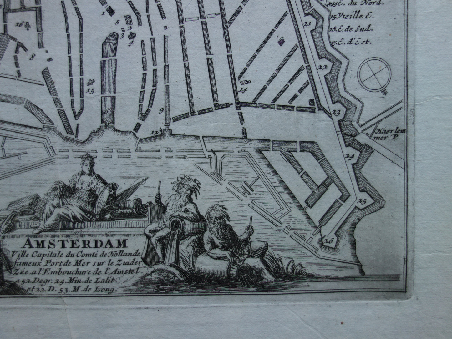 AMSTERDAM oude kaart van Amsterdam uit 1693 originele antieke plattegrond Nicolas de Fer