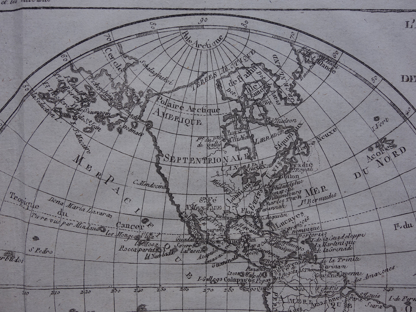 245+ jaar oude Wereldkaart Originele antieke kaart van de wereld van Raynal Bonne uit 1780