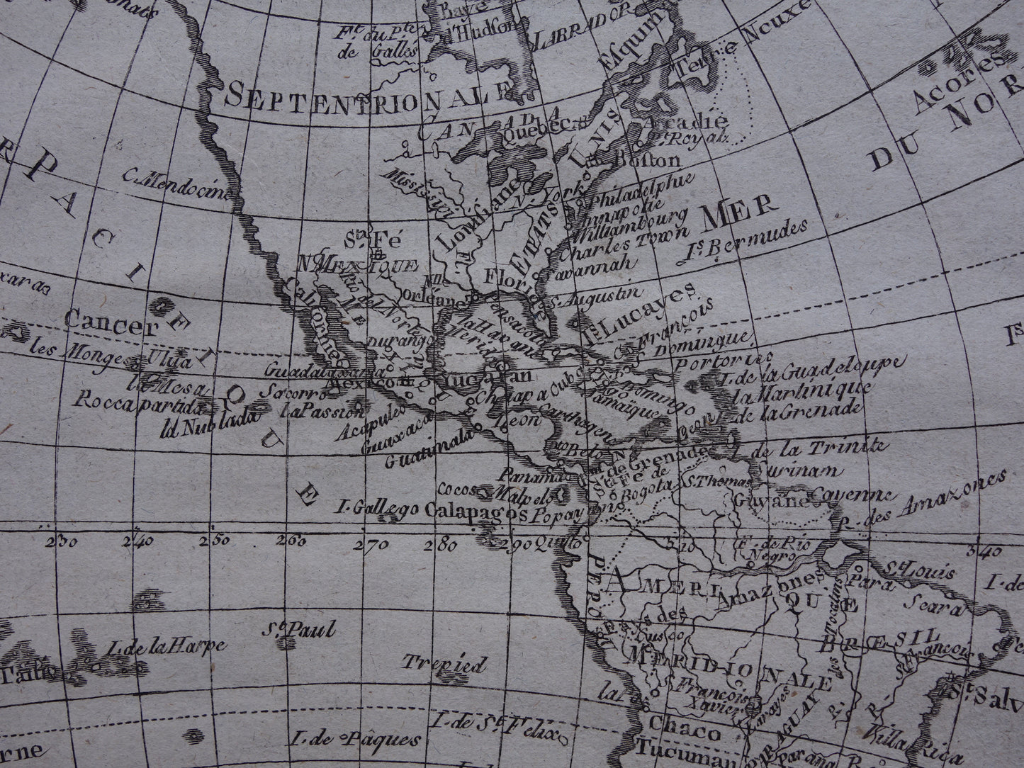 245+ jaar oude Wereldkaart Originele antieke kaart van de wereld van Raynal Bonne uit 1780