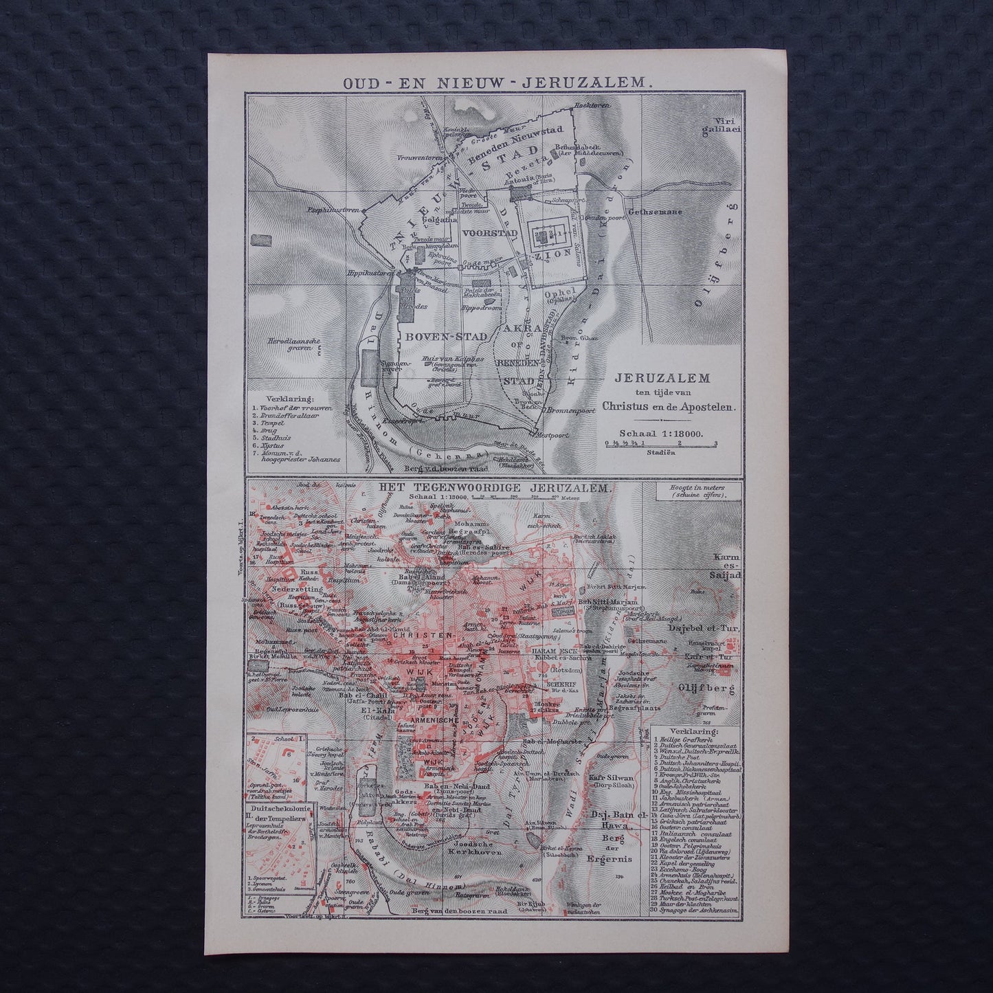 Jeruzalem in de oudheid en in het jaar 1918 plattegrond kaart