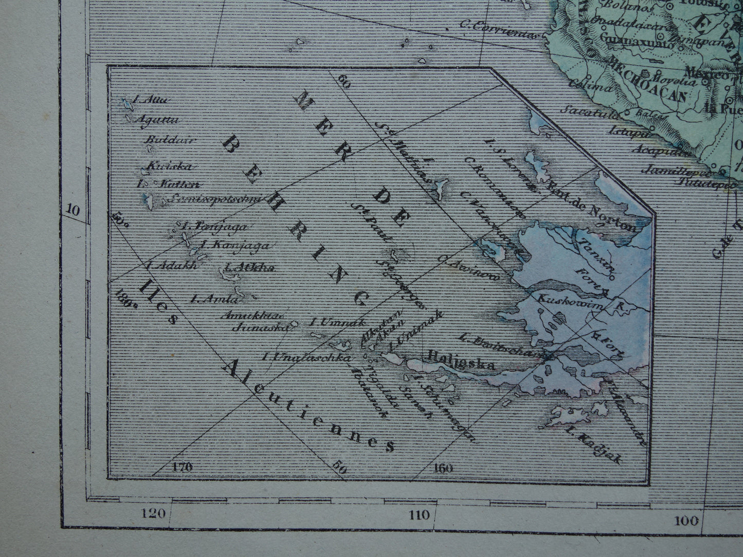 Noord-Amerika antieke landkaart - Handgekleurde oude Franse kaart van het continent
