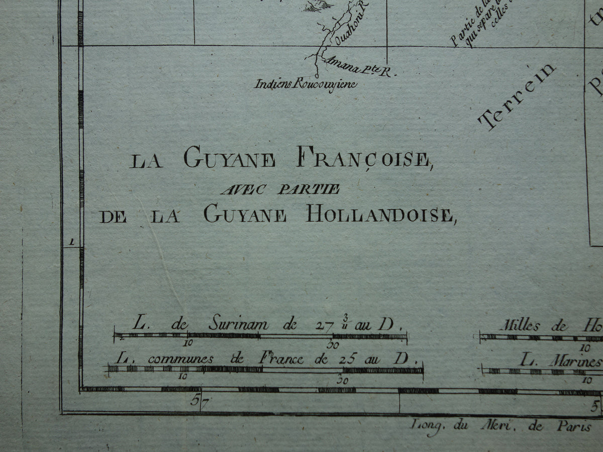 Französisch-Guyana Alte Karte von Französisch-Guyana mit Suriname Originale Vintage-Karte von 1784