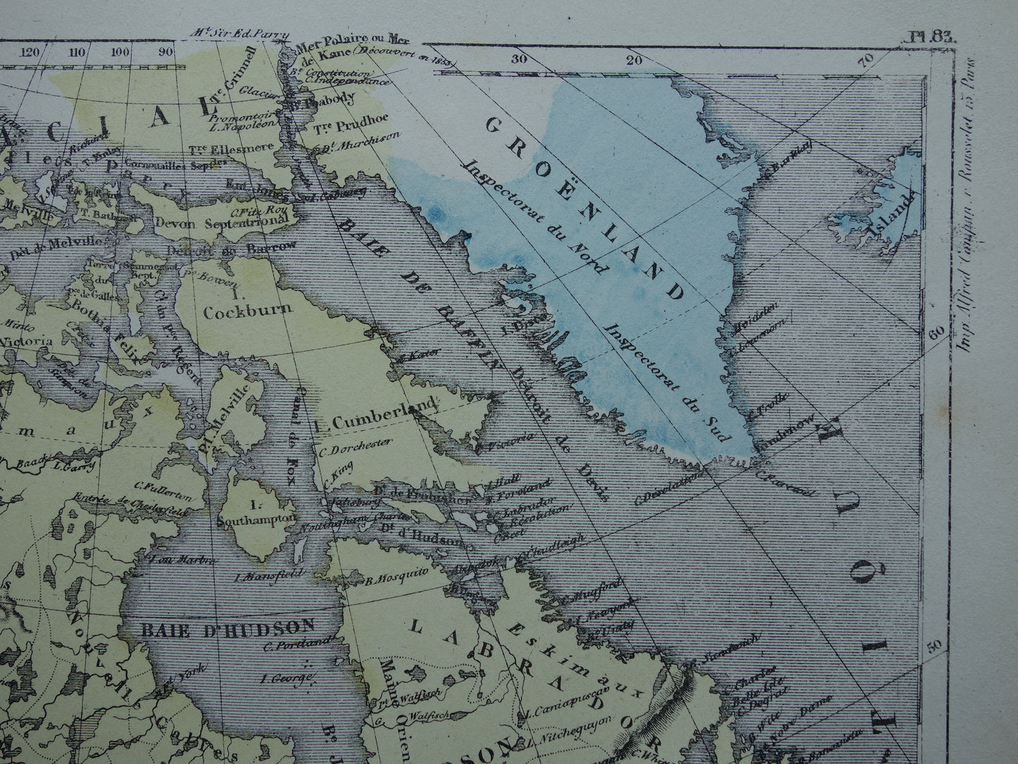 Noord-Amerika antieke landkaart - Handgekleurde oude Franse kaart van het continent