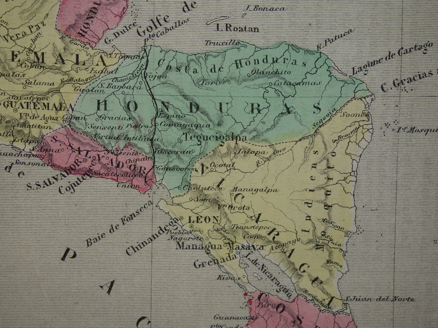 Honduras oude kaart Nicaragua