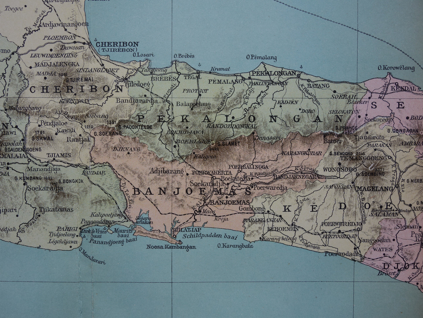 JAVA Grote oude kaart van Java en Madura Indonesië 1918 originele antieke Nederlandse landkaart