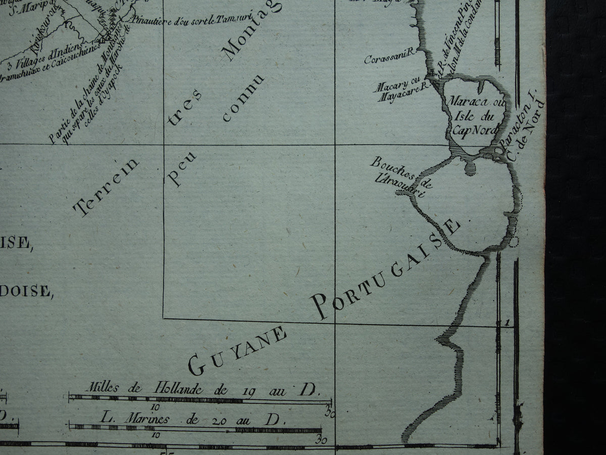 Französisch-Guyana Alte Karte von Französisch-Guyana mit Suriname Originale Vintage-Karte von 1784