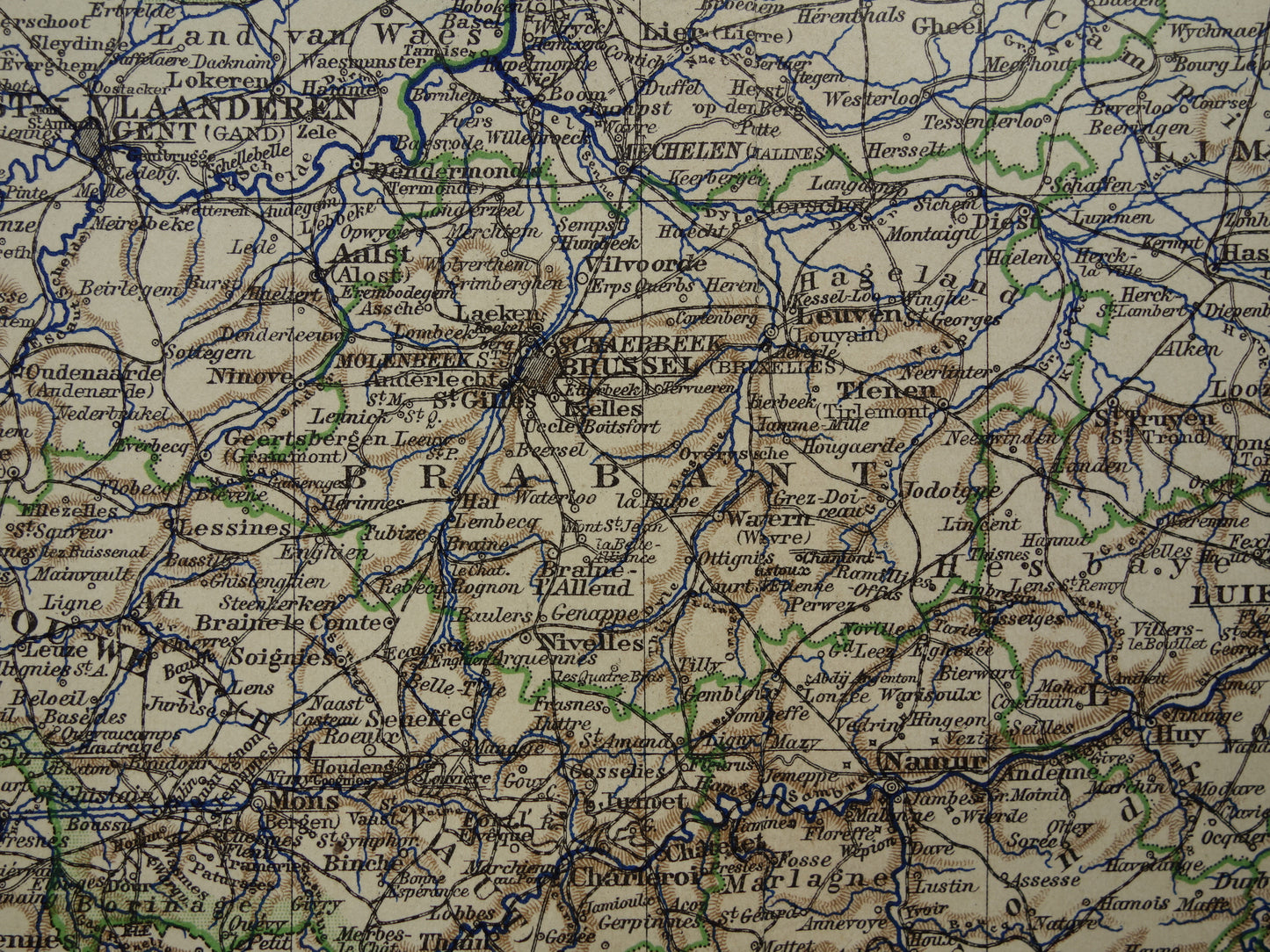 Oude kaart van België uit 1906 originele antieke Nederlandse landkaart van België