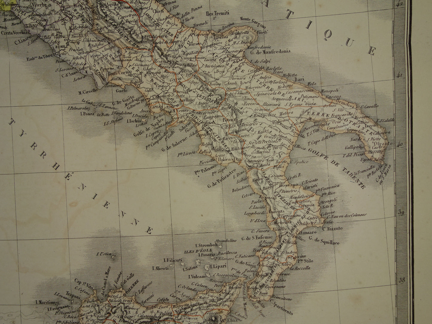 Grote oude landkaart van Italië 1851 originele antieke kaart van Italië met jaartal 50 x 66 te koop vintage poster