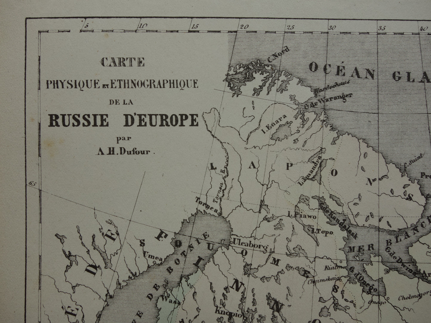 Oude etnografische kaart van Rusland 1858 Antieke landkaart Europees deel Russische Rijk